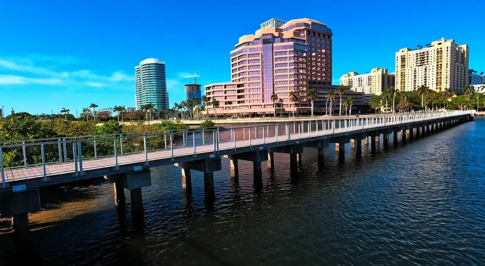 West Palm Beach skyline and bridge over the water