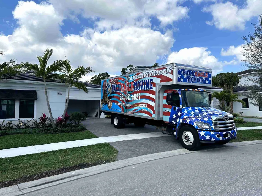 Bald Eagle Moving truck in a South Florida neighborhood