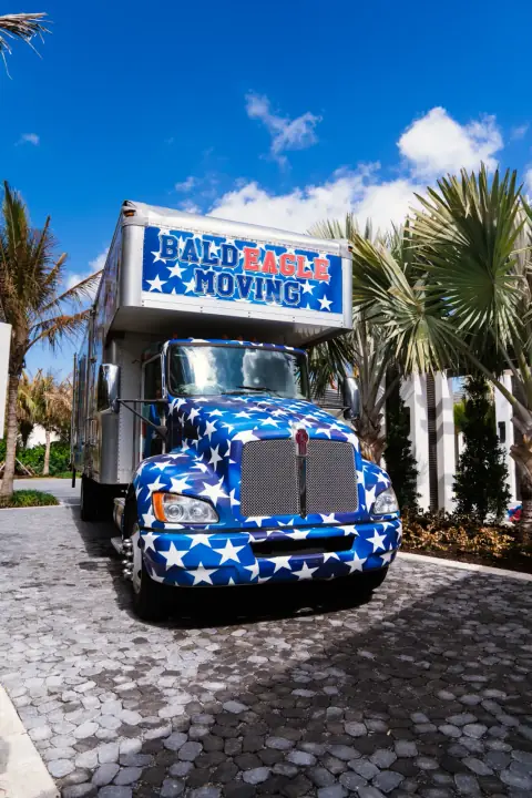 Bald Eagle Moving truck parked at a South Florida home