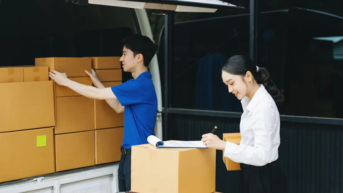 packages in a van